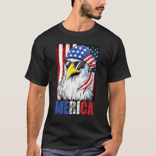 T-shirt Eagle Merica 4 juillet Drapeau américain Stars Str (Devant)