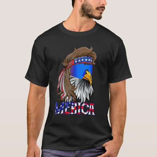 T-shirt Eagle Mullet 4 juillet États-Unis Drapeau américai (Devant)