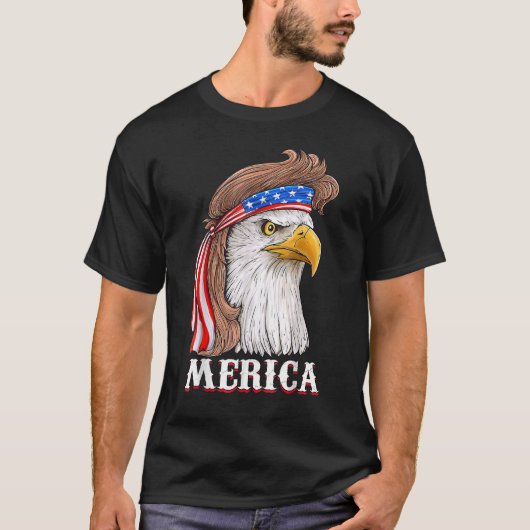 T-shirt Eagle Mullet 4 juillet États-Unis Drapeau américai (Devant)