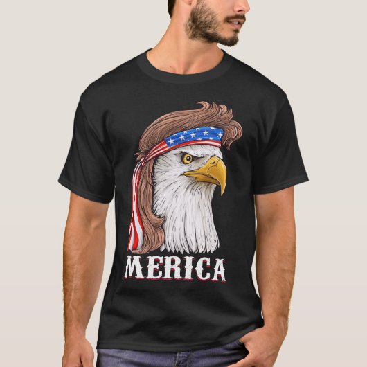 T-shirt Eagle Mullet 4 juillet États-Unis Drapeau américai (Devant)