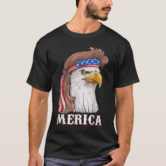 T-shirt Eagle Mullet 4 juillet États-Unis Drapeau américai (Devant)