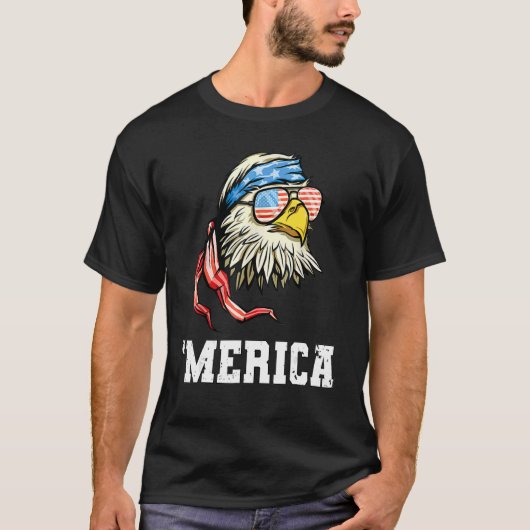 T-shirt Eagle Mullet 4 juillet États-Unis Drapeau américai (Devant)