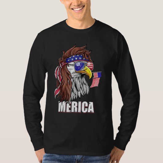 T-shirt Eagle Mullet 4th Of July USA American Flag Merica  (Devant)