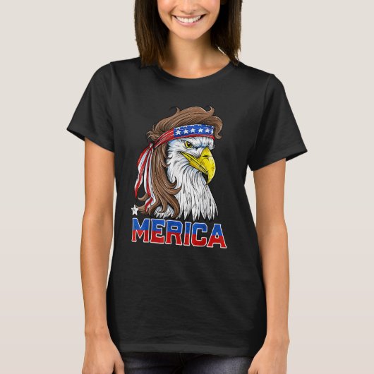 T-shirt Eagle Mullet Merica Hommes 4 juillet drapeau améri (Devant)