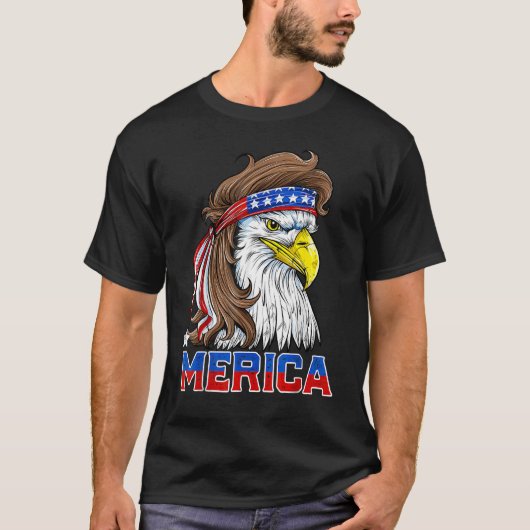 T-shirt Eagle Mullet Merica Hommes 4 juillet drapeau améri (Devant)