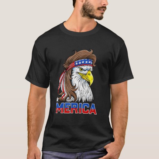 T-shirt Eagle Mullet Merica Hommes 4 juillet drapeau améri (Devant)