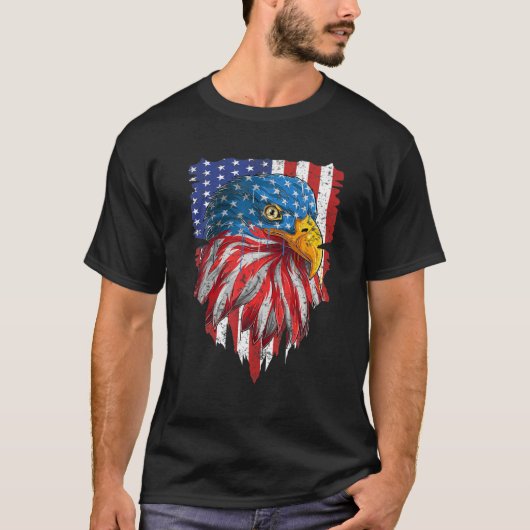 T-shirt Eagle Mullet Merica Hommes 4 juillet drapeau améri (Devant)