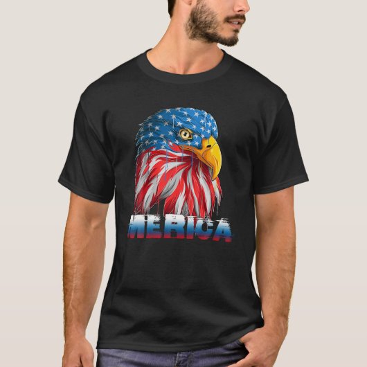 T-shirt Eagle Mullet Merica Hommes 4 juillet drapeau améri (Devant)