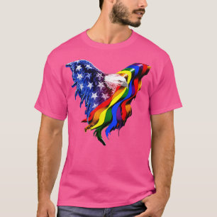 T-shirt Eagle Rainbow American Flag Patriotic LGTB Pride