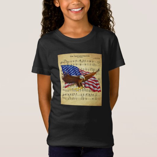 T-Shirt Eagle ~ US Flag ~ Star Spangling Banner Sheet Musi (Devant)