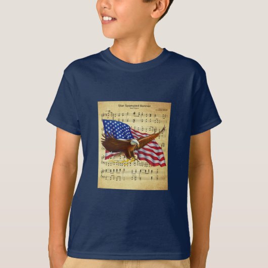 T-shirt Eagle ~ US Flag ~ Star Spangling Banner Sheet Musi (Devant)