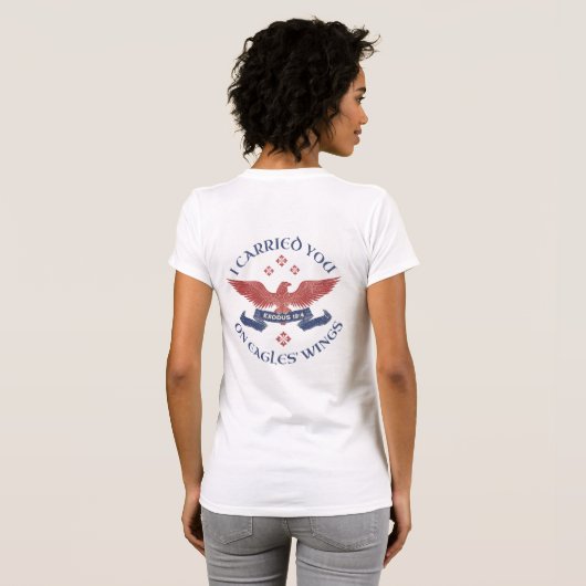 T-shirt Eagle's Wings Scripture Exodus 19:4 Red/Blue (Dos entier)