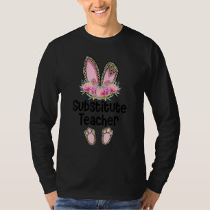 T-shirt Ear Bunny de Pâques enseignant Leopard substitut e