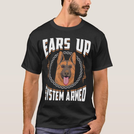 T-shirt Ears Up System Armed German Shepherd (Devant)