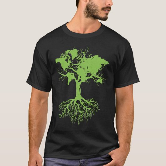 T-shirt Earth Day  Cute World Map Tree Pro Environment Pla (Devant)