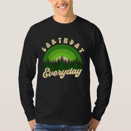T-shirt Earth Day Everyday Retro Groovy Rainbow Save Envir (Devant)
