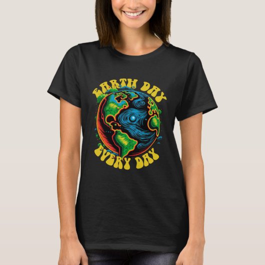 T-shirt EARTH DAY Everyday Save Planet Every Recycling Squ (Devant)