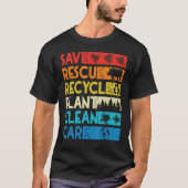 T-shirt Earth Day Save Bees Rescue Animals Recycle Plastic (Devant)