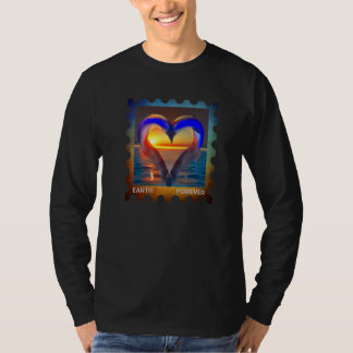 T-shirt EARTH FOREVER Postage Timbre Océan coucher de sole