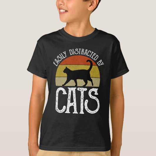 T-shirt Easily Distracted By Cats (Devant)
