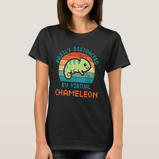 T-shirt Easily Distracted By Chameleon Funny Virtual pets (Devant)