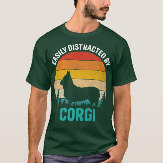 T-shirt Easily Distracted By Corgi Distressed Vintage Retr