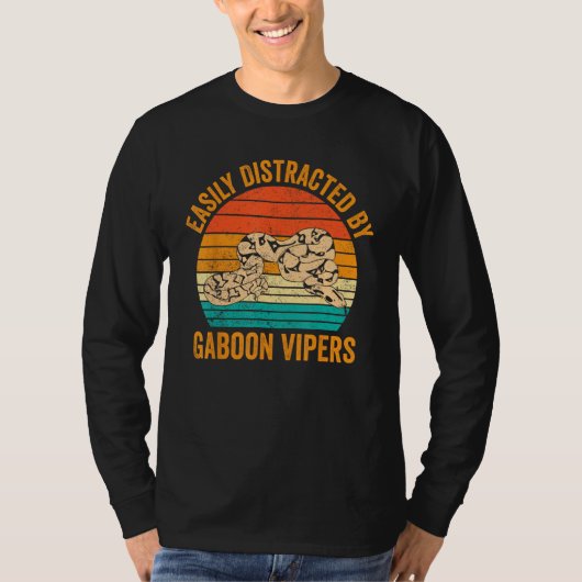 T-shirt Easily Distracted By Gaboon Vipers Retro (Devant)