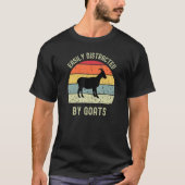 T-shirt Easily Distracted by Goats Retro Groovy Farm Anima (Devant)