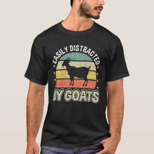 T-shirt Easily Distracted by Goats Retro Vintage Funny Goa