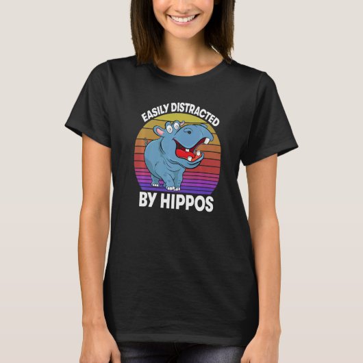T-shirt Easily Distracted By Hippo  Women Hippopotamus Par (Devant)