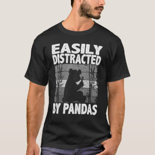 T-shirt Easily Distracted By Pandas Cute Animal Retro 6