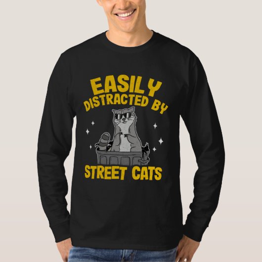 T-shirt Easily Distracted By Street Cats Raccoon 16 (Devant)