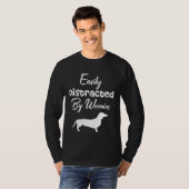 T-shirt Easily Distracted by weenies Dachshund Womens Dog  (Devant entier)