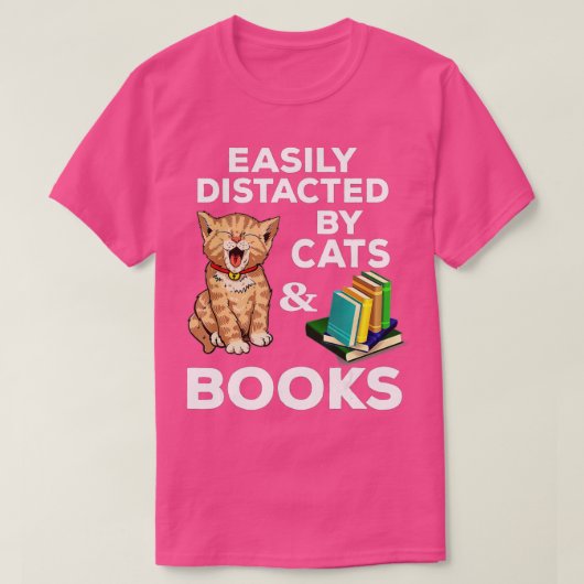 T-shirt Easily Distracted Cats And Books Funny For Cat Lov (Design devant)