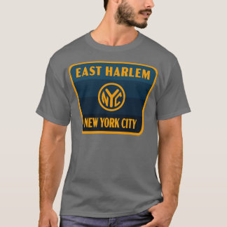 T-shirt East Harlem New York City Retro Token Badge Bleu
