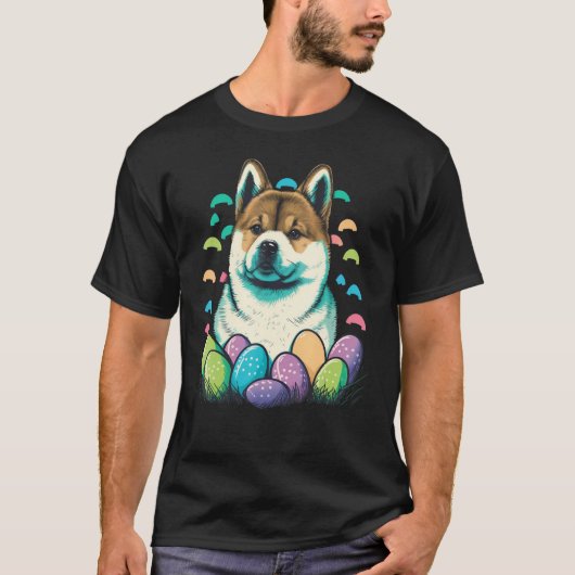 T-shirt Easter Akita Inu Bunny Eggs Dog on Easter Akita In (Devant)