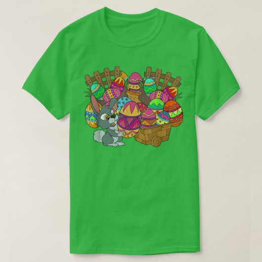 T-shirt Easter Basket Cute Easter Eggs Bunny Rabbit Happy (Design devant)