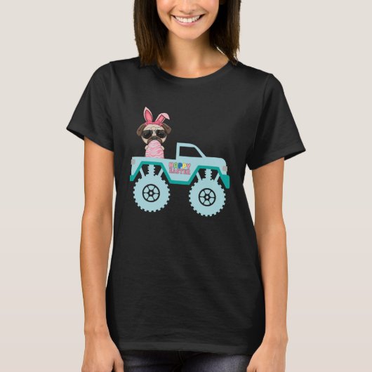 T-shirt Easter Bearded Dragon Bunny Riding Monster Truck T (Devant)