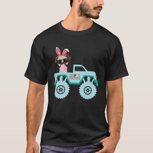 T-shirt Easter Bearded Dragon Bunny Riding Monster Truck T (Devant)