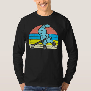 T-shirt Easter Bunny Playing Ice Hockey Retro Sports Men W