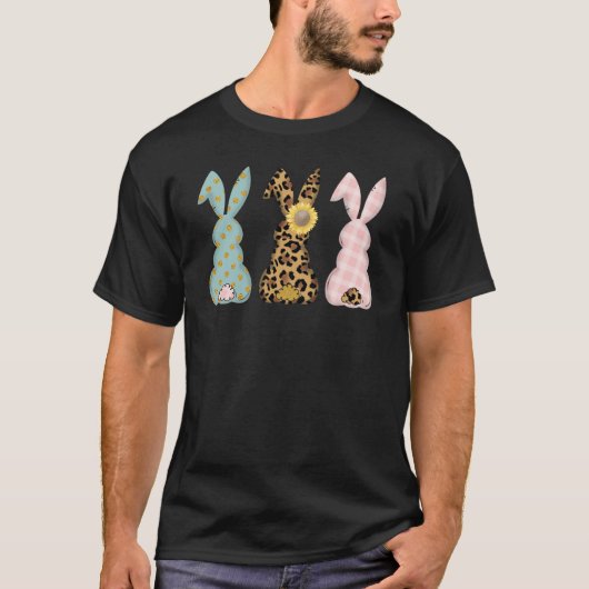 T-shirt Easter Bunny Trio Rabbit Leopard Matching Cute (Devant)