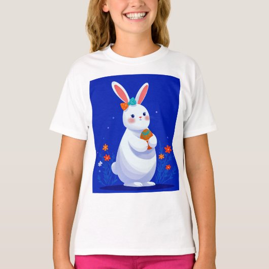 T-shirt Easter Bunny with Blue Background  (Devant)
