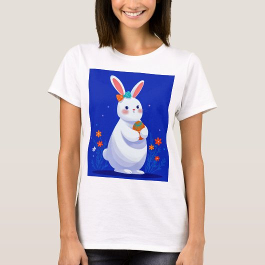 T-shirt Easter Bunny with Blue Background  (Devant)