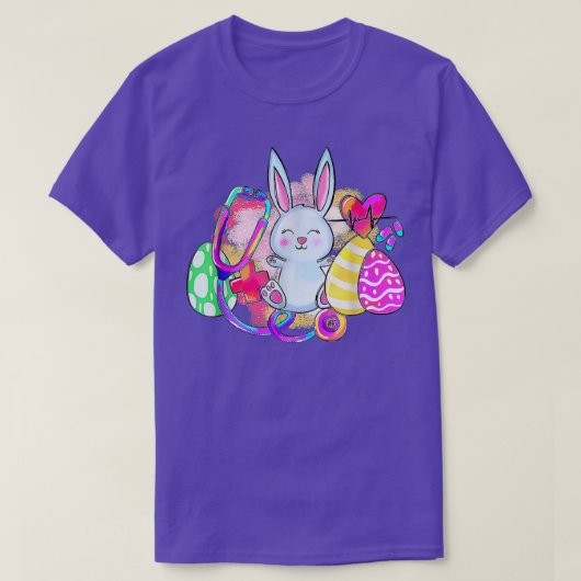 T-shirt Easter Bunny With Stethoscope And Easter Eggs Nurs (Design devant)