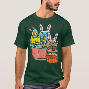 T-shirt Easter Cats Ramen Bunny Ears Egg Kawaii Japanese N
