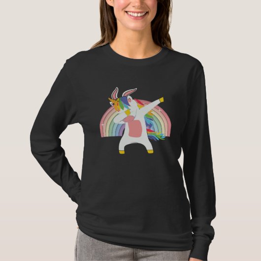T-shirt Easter corn dabbing unicorn easter day (Devant)