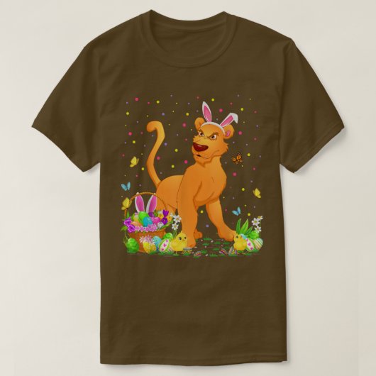 T-shirt Easter Cougar Bunny Egg Hunting Cougar Easter Sund (Design devant)