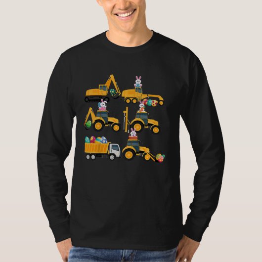 T-shirt Easter day Bunny Construction Trucks  Boys Kids To (Devant)