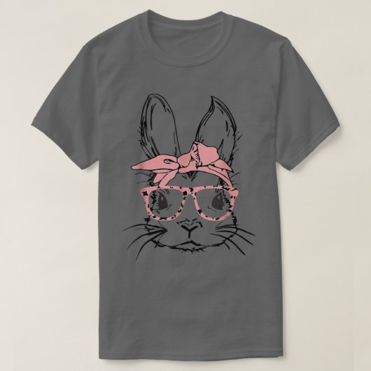 T-shirt Easter Day Leopard Bunny Glasses Eggs Cute Rabbit (Design devant)