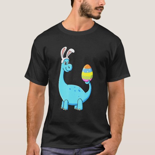 T-shirt Easter Day T Rex Dino Rabbit Ears With Egg Boys (Devant)